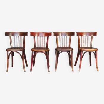 Set de 4 chaises bistrot Fischel 1938 assises bois(12 chaises dispo)