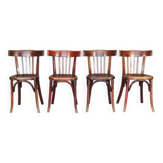 Set of 4 Fischel 1938 bistro chairs with wooden seats (12 chairs available)