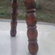 Small vintage tripod stool made of turned wood, in the style of Charles.