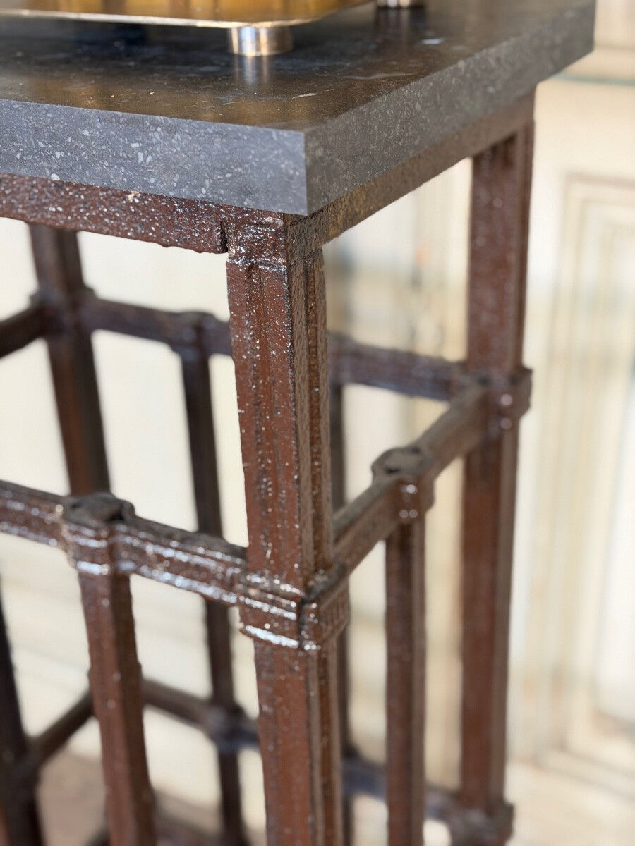 Pair of riveted wrought iron pedestals, circa 1900