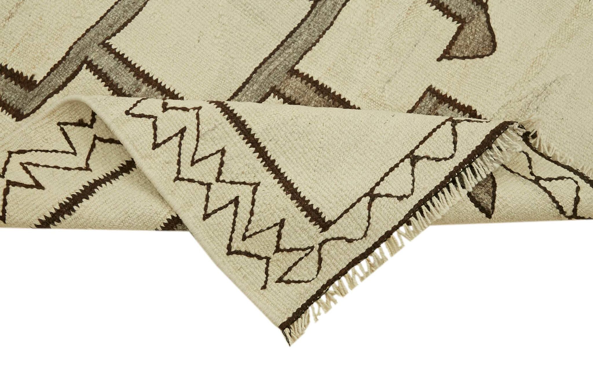Turkish Handwoven Vintage Herki Kilim 110 cm x 356 cm