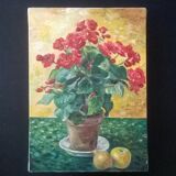 Painting “Red Begonia in pot”