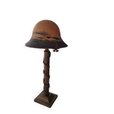 Mushroom lamp in glass paste and bronze Art Nouveau
