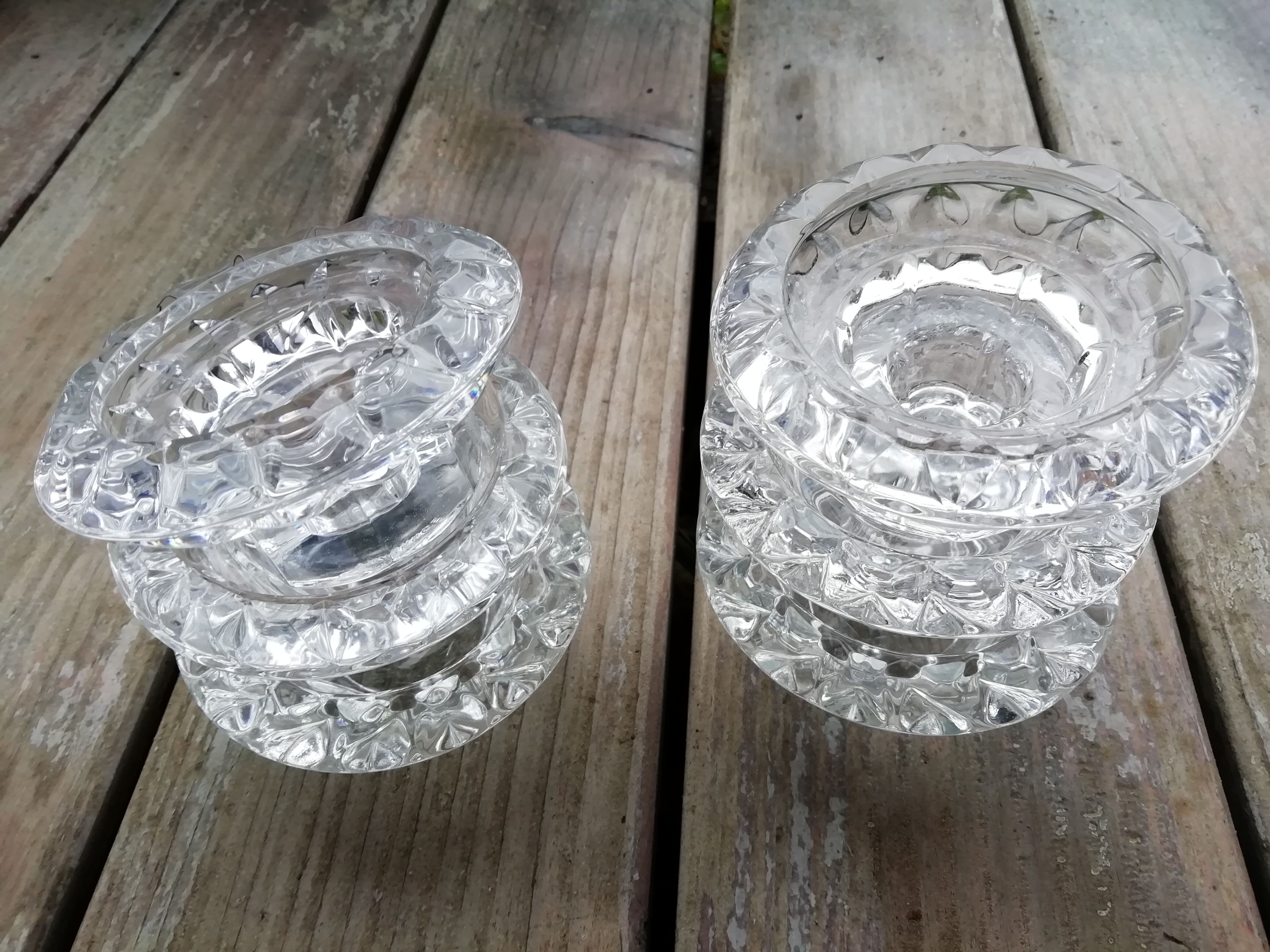 Set of glass candle holders