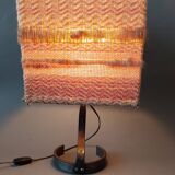 Brutalist lamp 1950 in wrought iron with handmade wool lampshade.