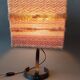 Lampe brutaliste 1950 en fer forgé abat-jour en laine fait main.