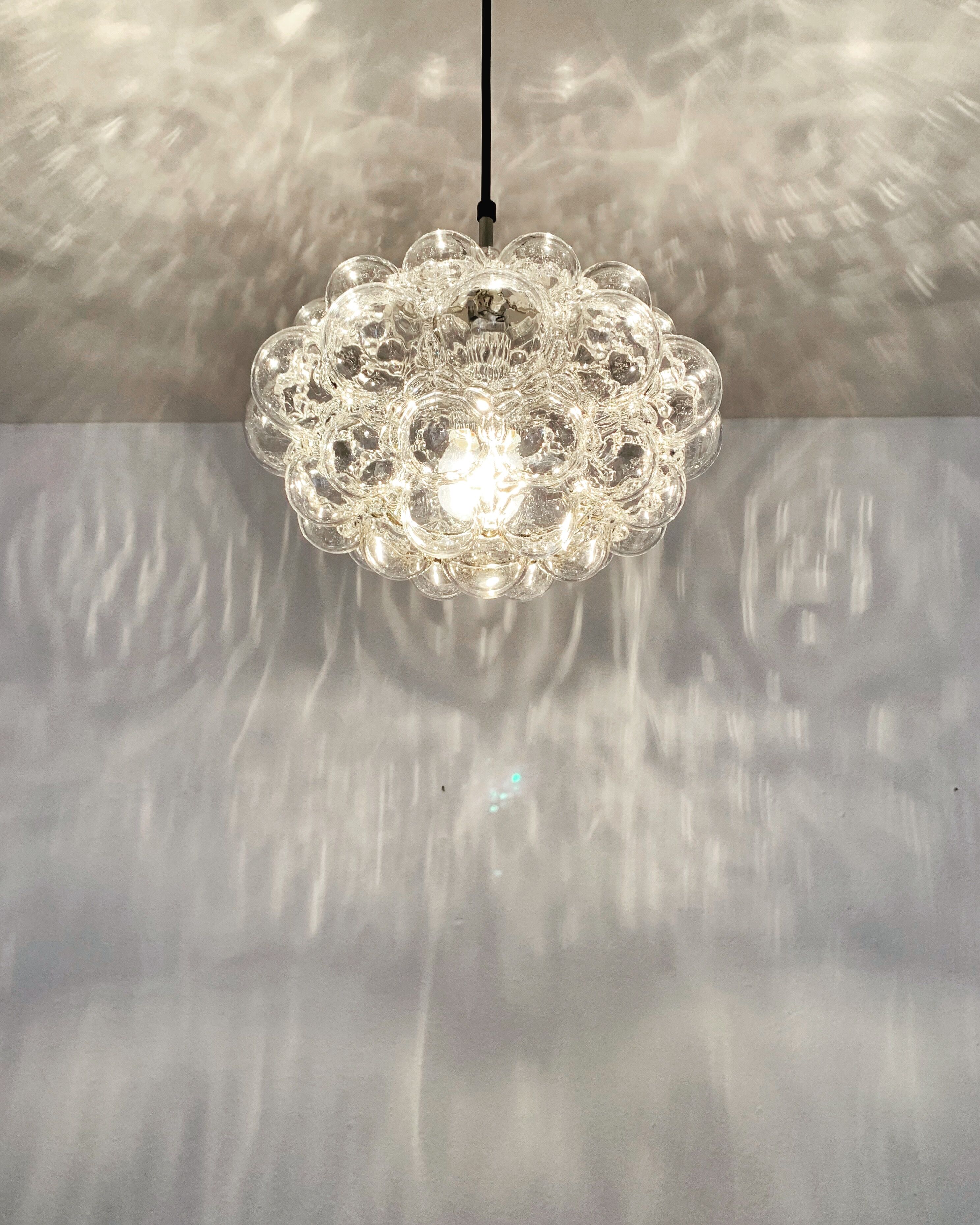 Large Mid Century Modern bubble pendant lamp by Helena Tynell for Glashütte Limburg