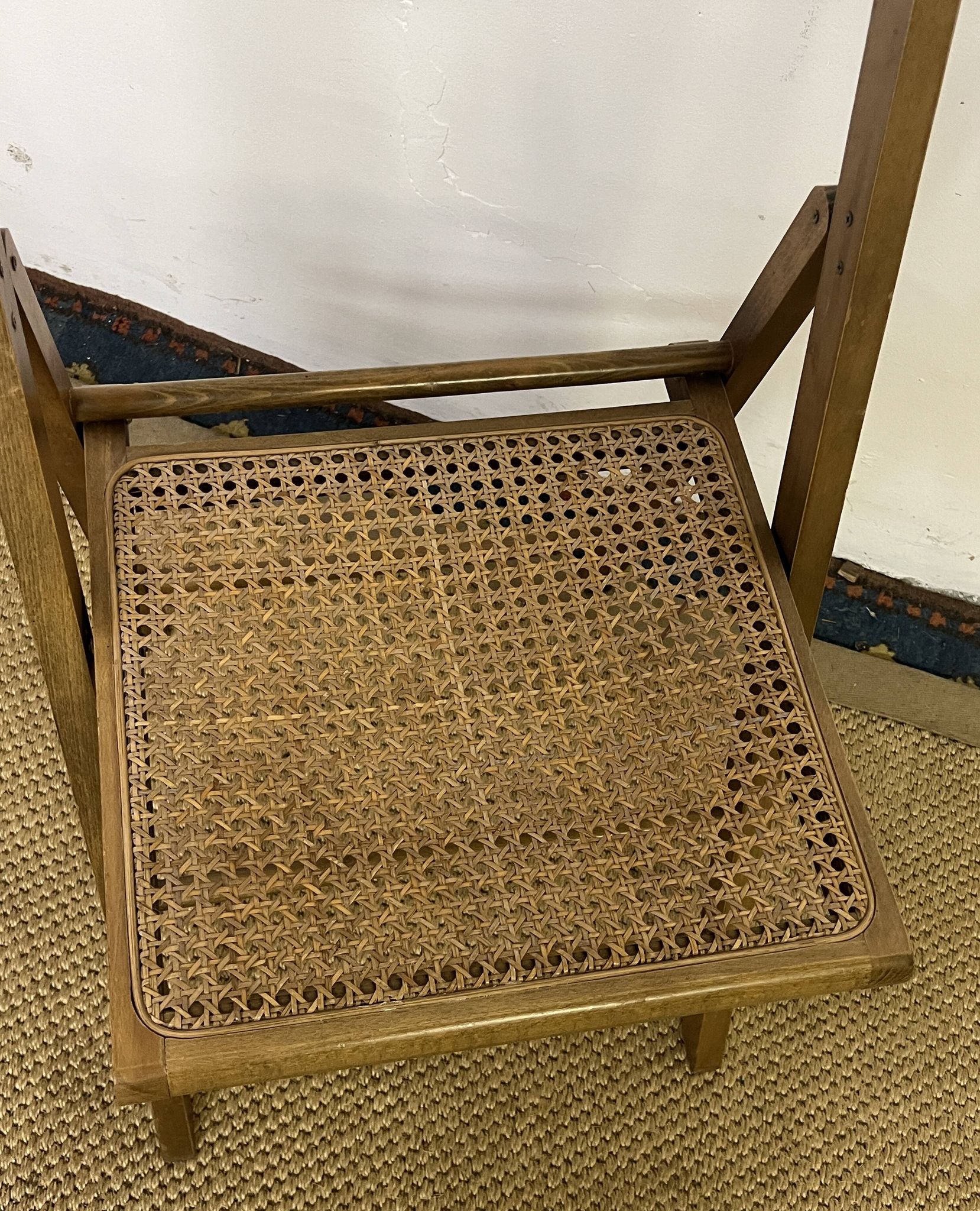 Vintage wooden and cane folding chair