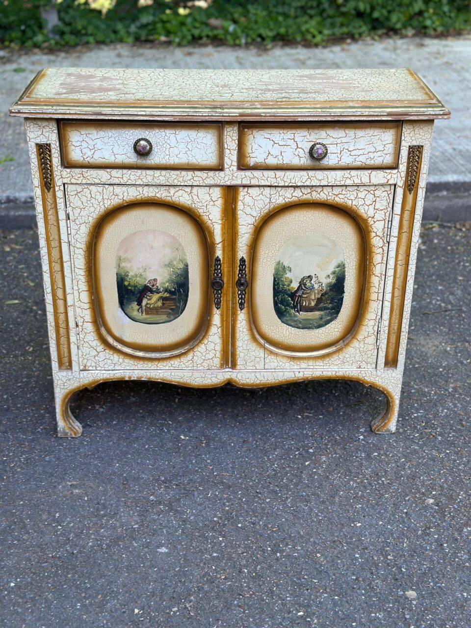 Buffet Louis XV chiffonnier shabby chic relooké 1950 peur profond