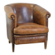 Characterful sheepskin leather club armchair with a luxurious, rustic appearance