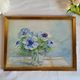 20th-century watercolor painting signed Carré-Tison, Bouquet of blue flowers
