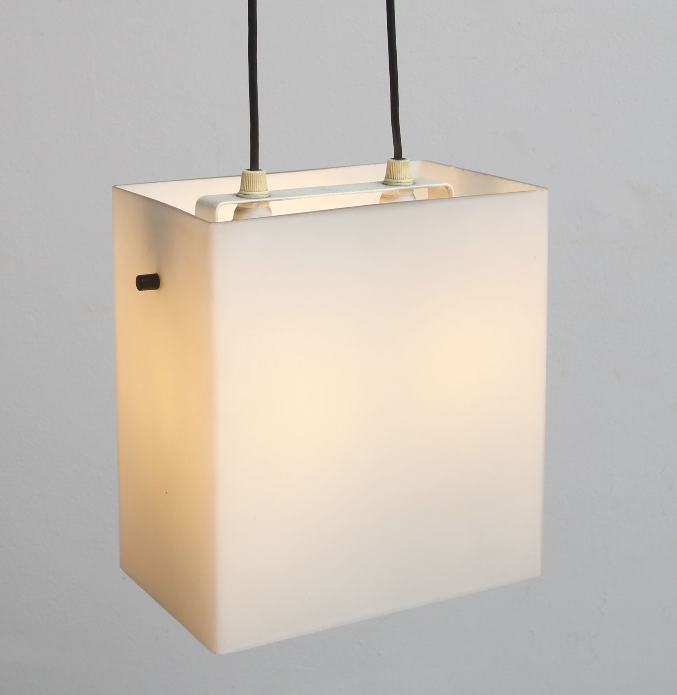 Cubic hanging lamp in opaline, 1960s