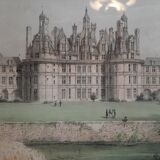 Lithograph of the Château de Chambord by Léon Auguste Asselineau