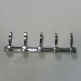 Aluminum vintage wall coat rack with 5 hooks, 1950s