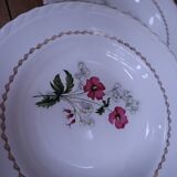 6 deep plates in earthenware l'Amandinoise with floral decoration.