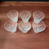 6 small 8 cl glasses in VMC glass Reims France vintage