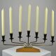 Brass, Black Painted Metal and Teak Candelabra by Gunnar Ander for Ystad-Metall, Sweden, 1960s