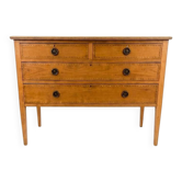 Louis XVI style commode with stripped marquetry and four drawers,