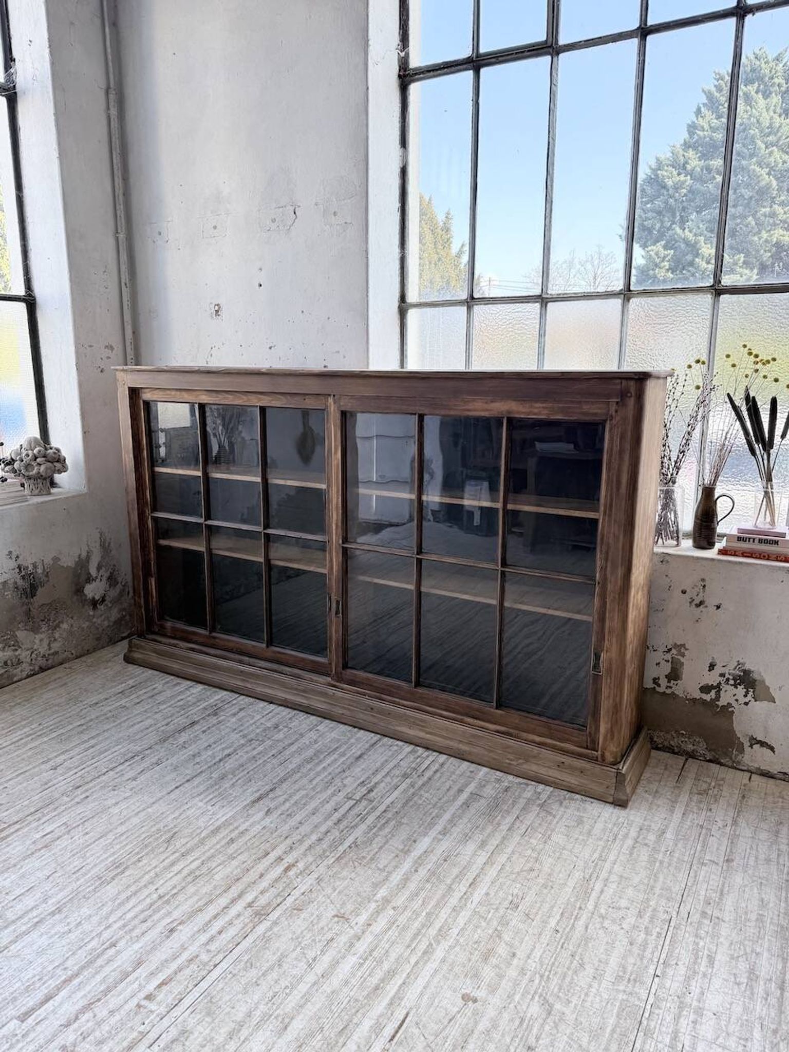 XXL industrial sideboard with glass doors