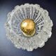 2 vintage brass and pressed glass wall lights Brutalist style 1960-70