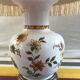 Pair of ancient ceramic lamp Moustiers style with vintage cream lampshades