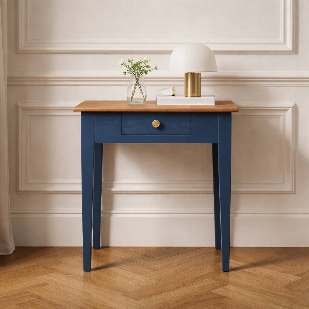 Table d’appoint ancienne rénovée – plateau bois naturel