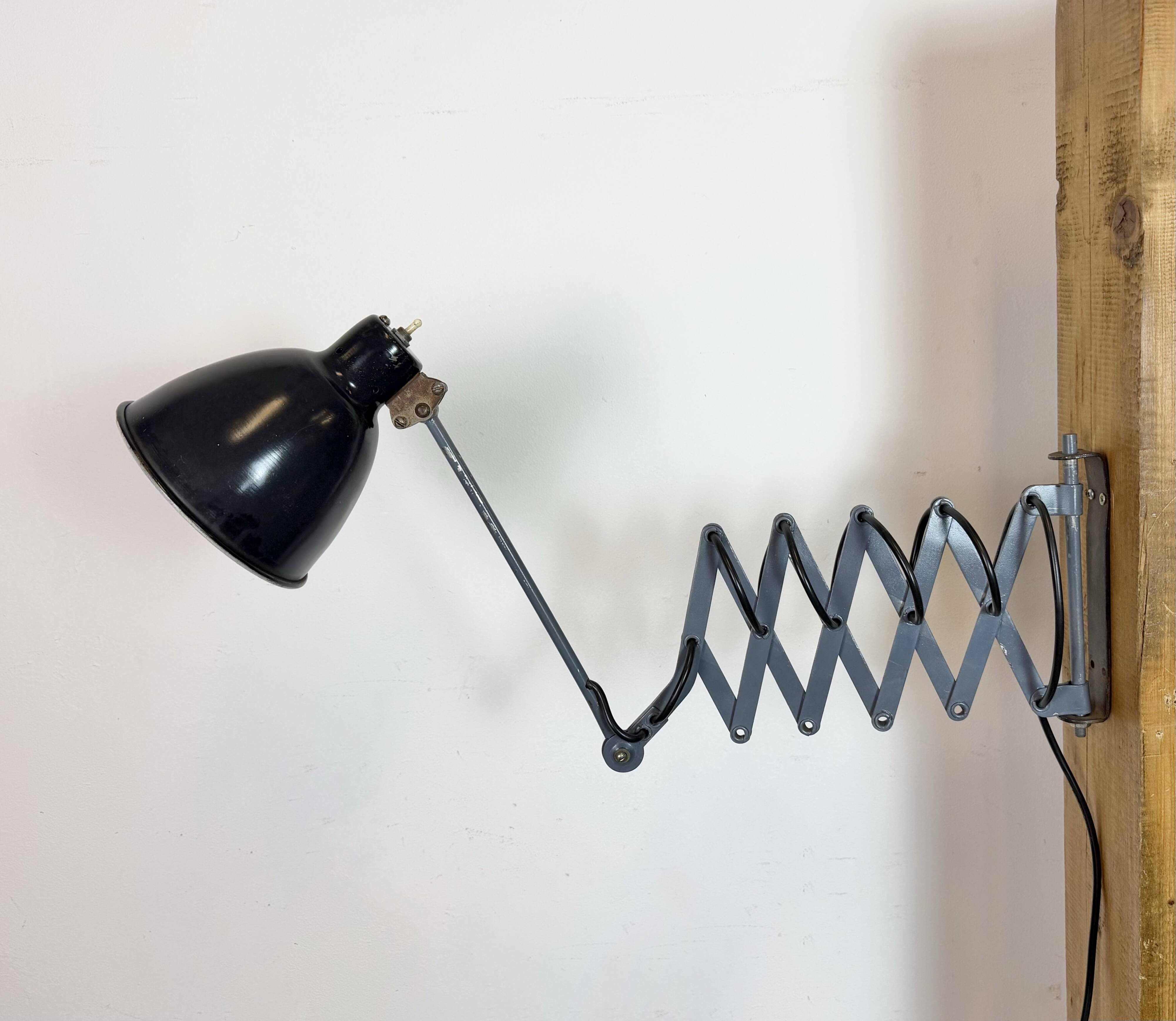 Black Industrial Soviet Scissor Wall Lamp, 1960s
