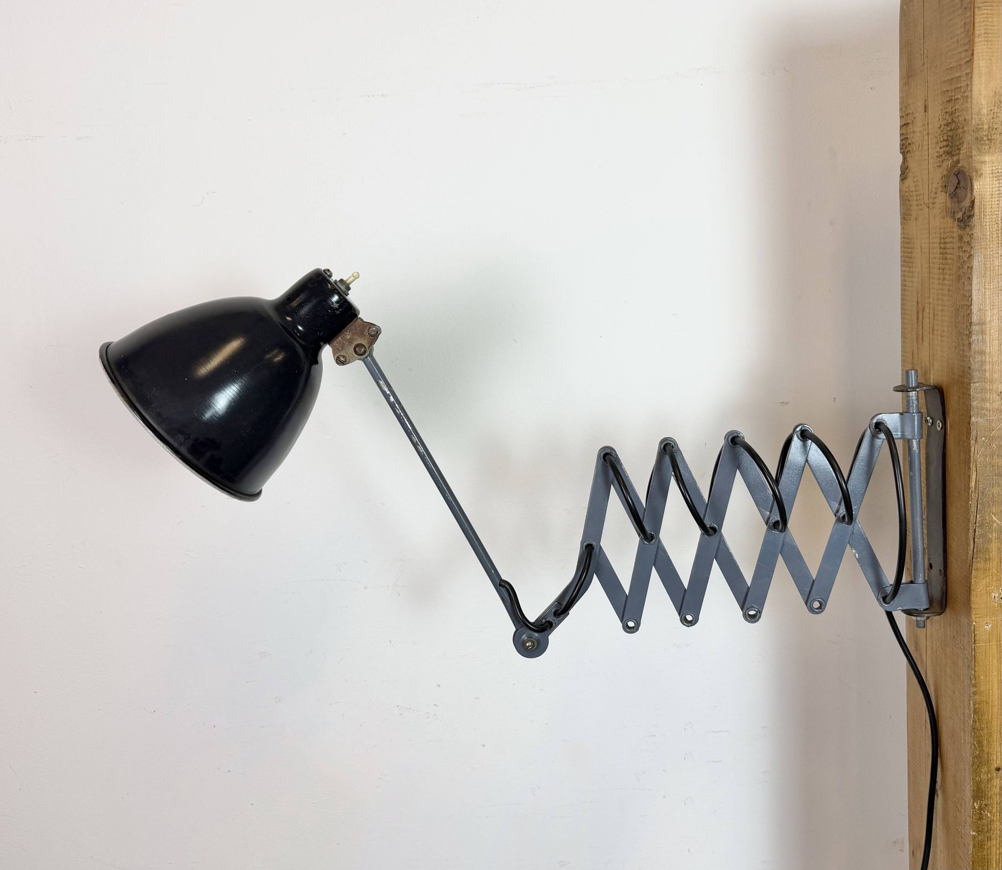 Black Industrial Soviet Scissor Wall Lamp, 1960s