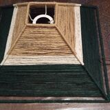 Abat-jour carré en fil de jute bistre beige et vert
