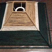 Abat-jour carré en fil de jute bistre beige et vert