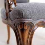 Louis XV style armchair - mouse gray felt fabric
