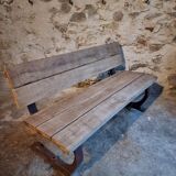 Vintage garden bench – oak and cast iron – from the 1960s