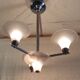 Art Deco chandelier with 4 lights in metal and glass - 1930s/40s