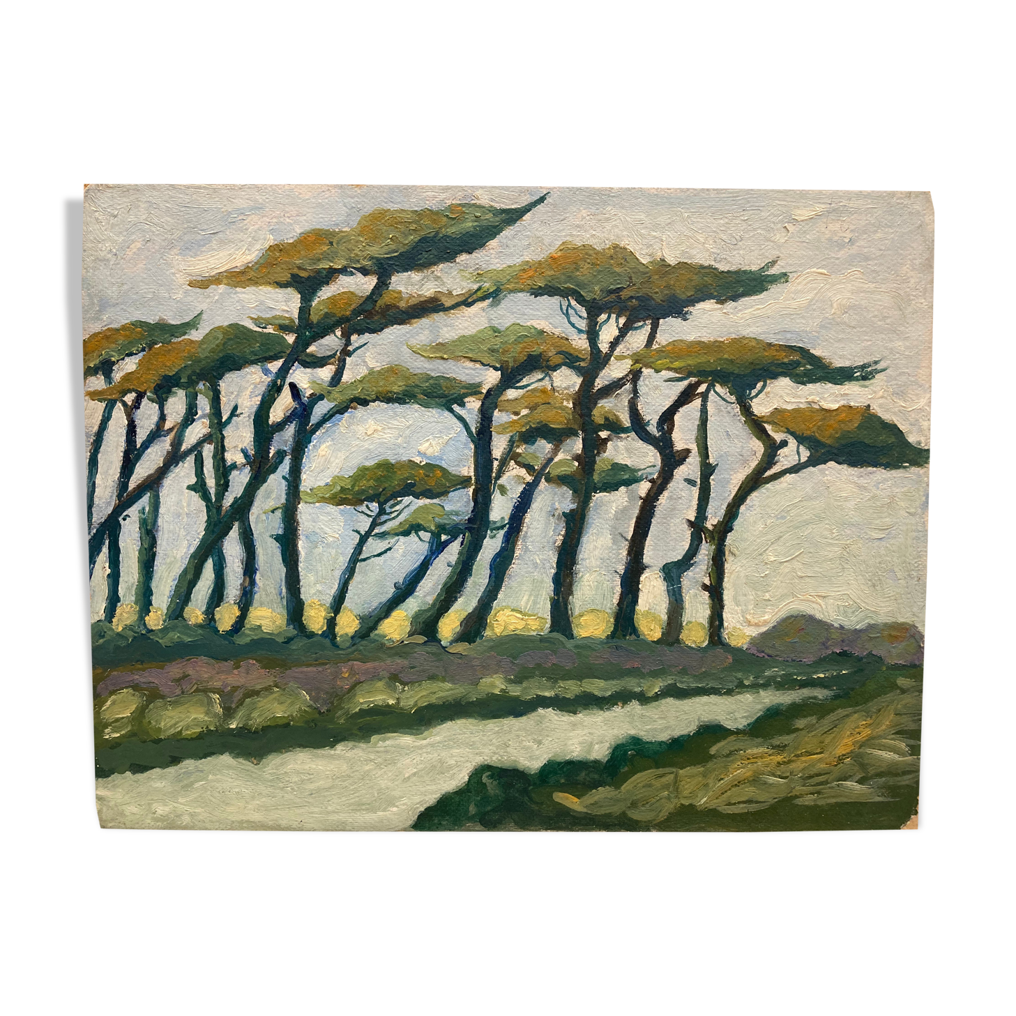 Pine painting and vintage river