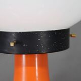 Italian space age lacquered metal table lamp with milk glass, 1970s