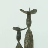 Porte-bougie en fer brutaliste sculptural du milieu du siècle pour 2 bougies