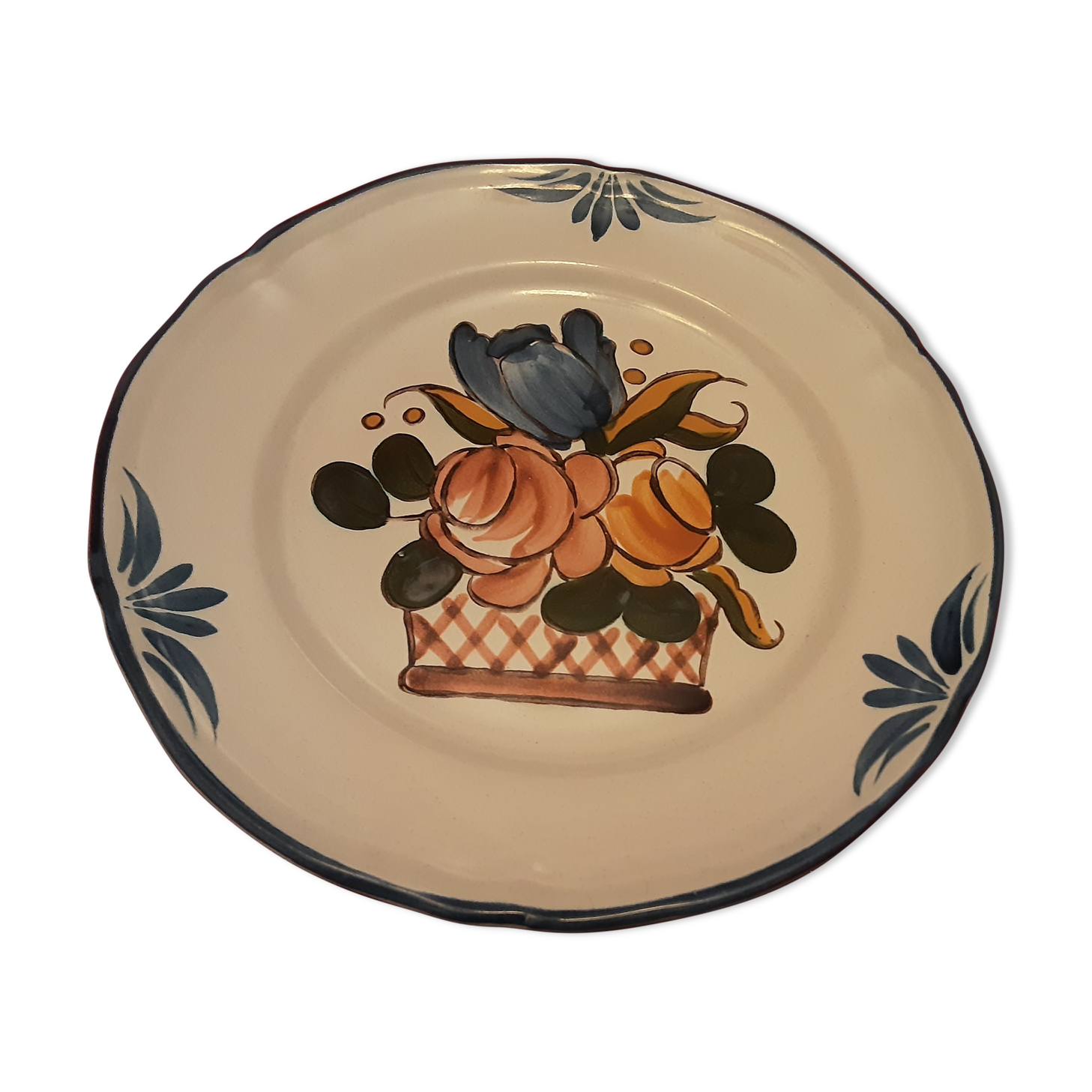 Old plate faience emaillee stamp marine anchor