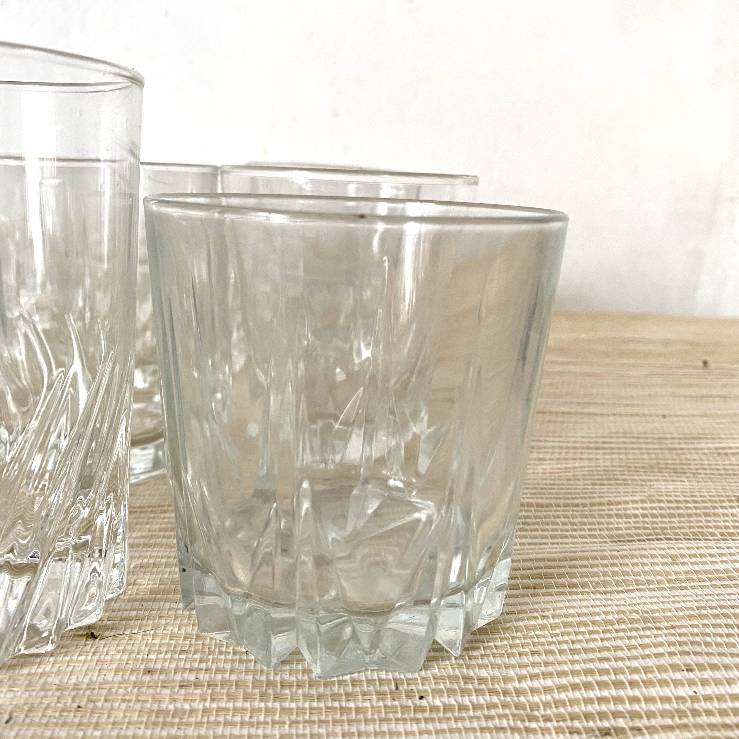 Whiskey glasses, mismatched water glasses