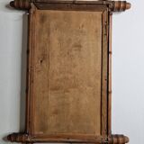 Miroir ancien de style bambou en bois tourné – fin XIXe siècle, 62 x 42 cm