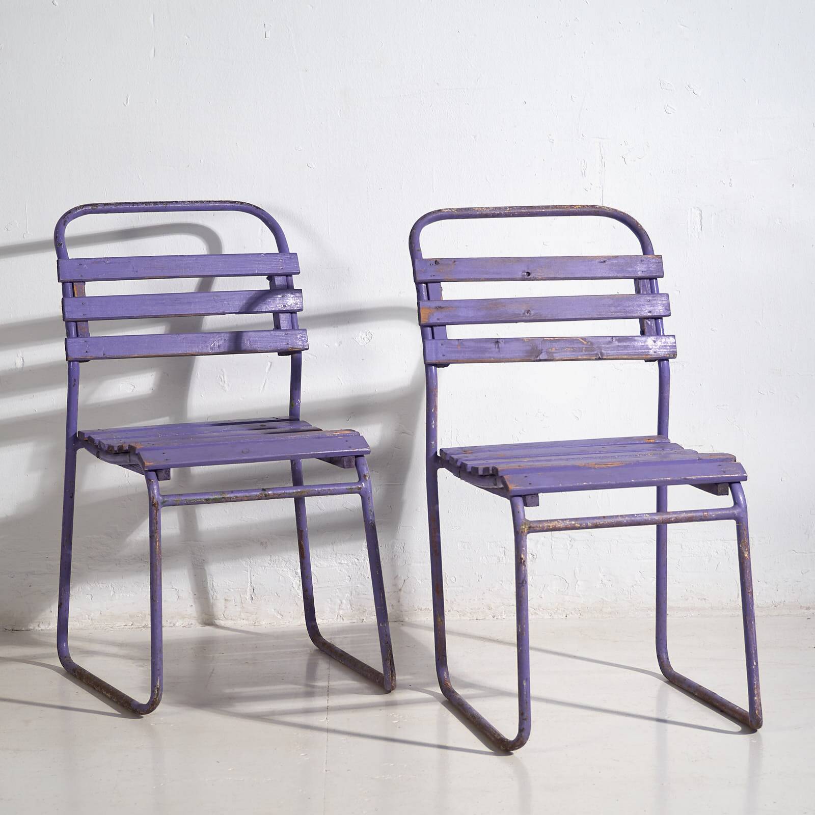 Antique purple patio chairs (c.1920). Set of 2 pieces