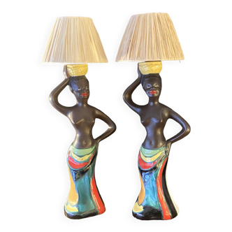 Pair of ceramic lamps, 1950s