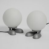 Pair of 1990s table lamps with a cast aluminum base by Sompex