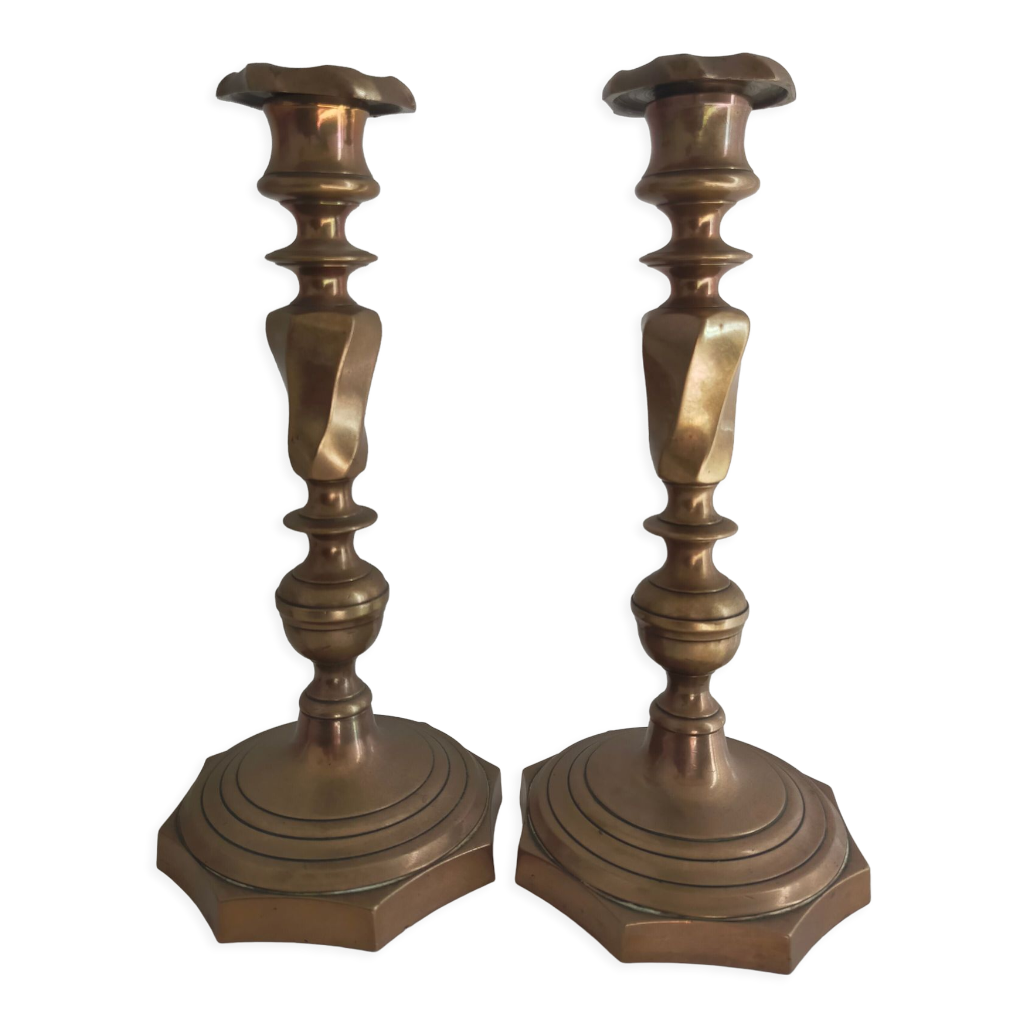 Pair of candlesticks in bronze 19th century