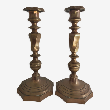 Paire de bougeoirs chandeliers en bronze 19ème