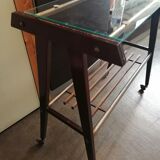 Side table served vintage casters 1960 Italian style metal glass
