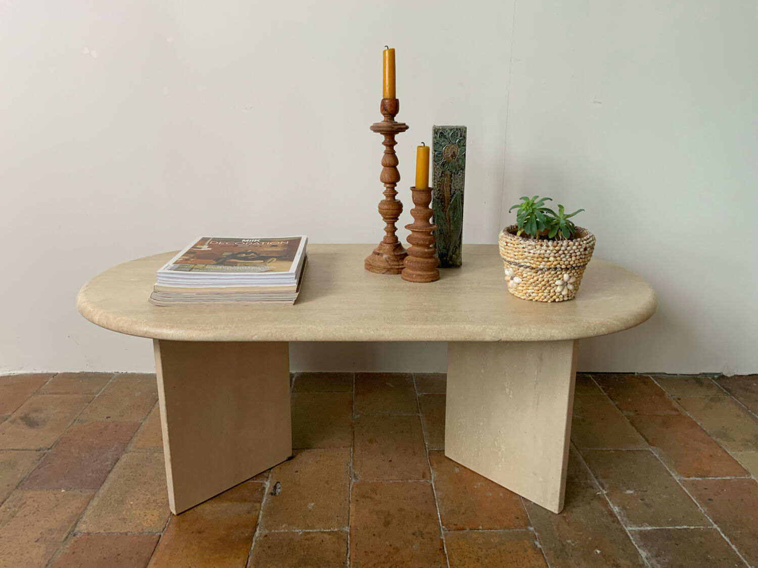 Travertine coffee table