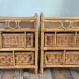 Pair of rattan bedside tables from the 70s