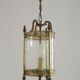 Vintage French Round Gold Metal and Brass 2 Light Lantern Ceiling Light 4724