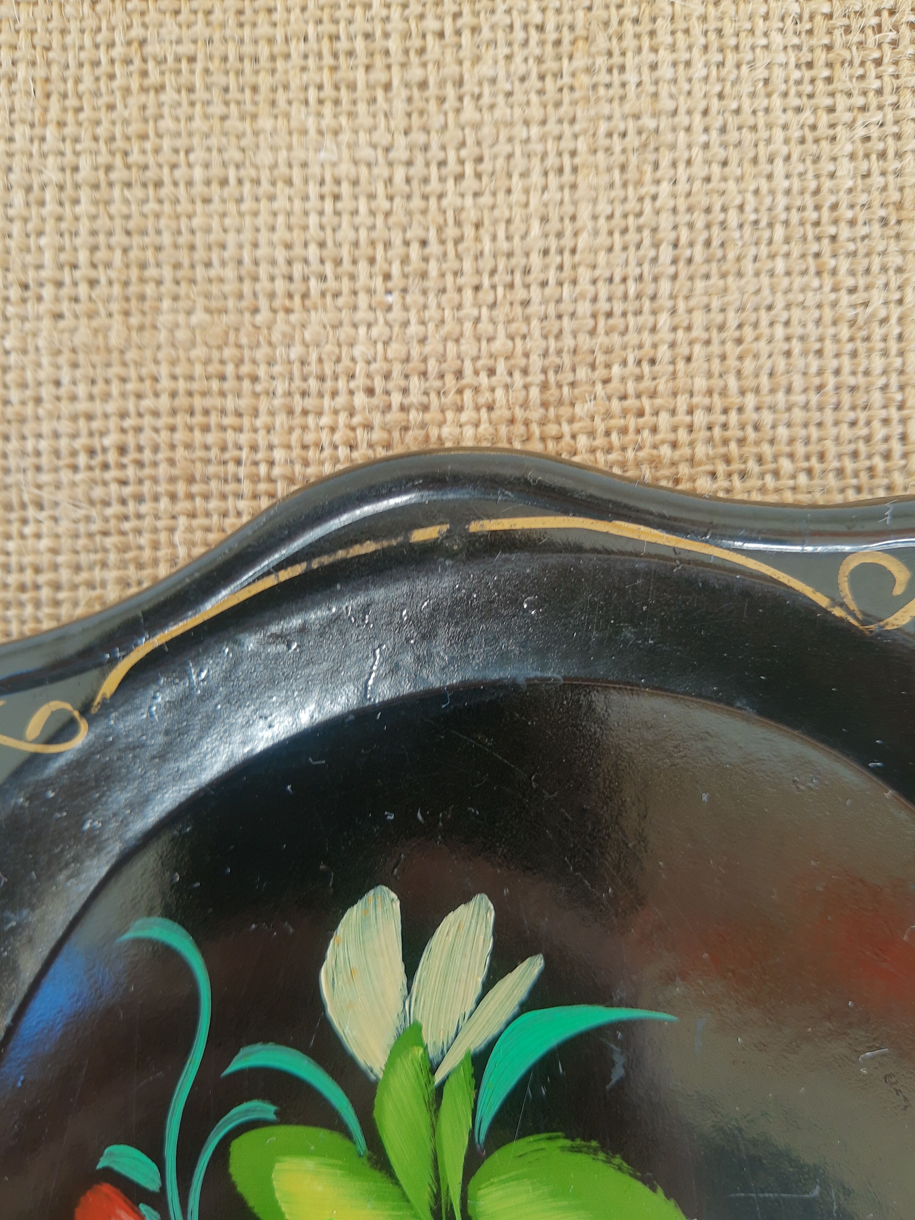 Set of 3 plastic trays vintage Russian flowers