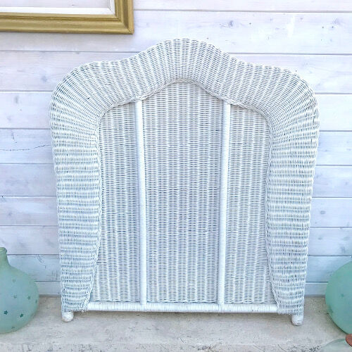 White rattan headboard